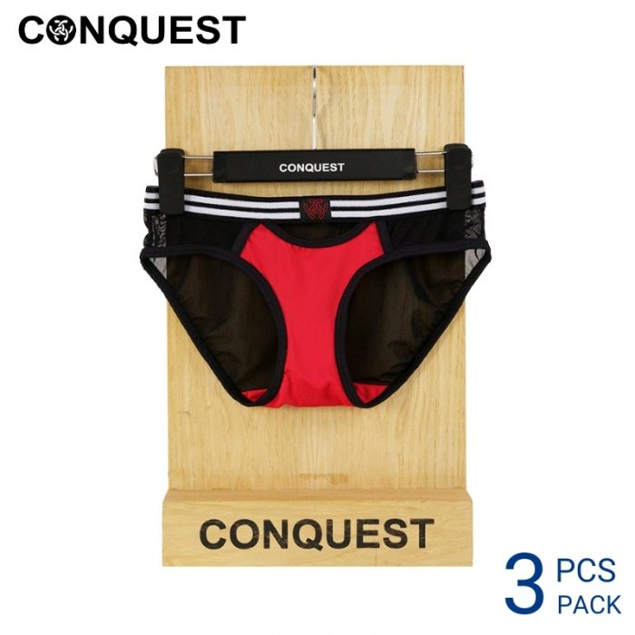 Panties For Women CONQUEST WOMEN MICROFIBRE POLYESTER FABRIC MINI DRI-FIT (3 pcs pack) Red Colour Front View