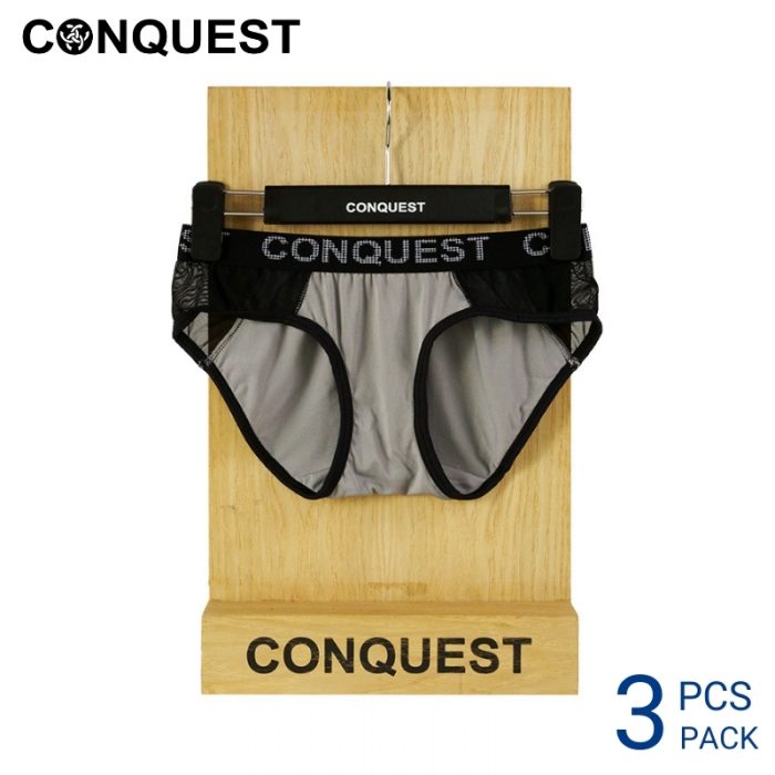Panties For Women CONQUEST WOMEN MICROFIBRE POLYESTER FABRIC MINI (3 pcs pack) Grey Colour Front View