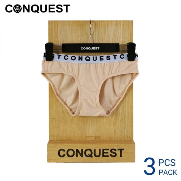 Panties For Women CONQUEST WOMEN COTTON SPANDEX MINI (3 pcs pack) Cream Colour Front View