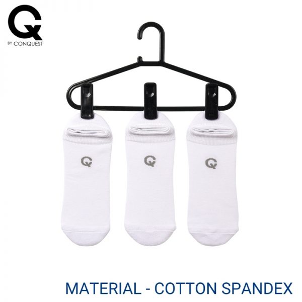 CQ by CONQUEST Men and Women's sport socks in White (3 pairs pack)