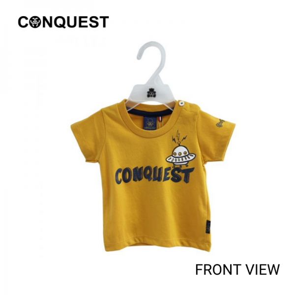 BABY T SHIRT IN YELLOW CONQUEST Toddler Cotton UFO Round Neck Tee