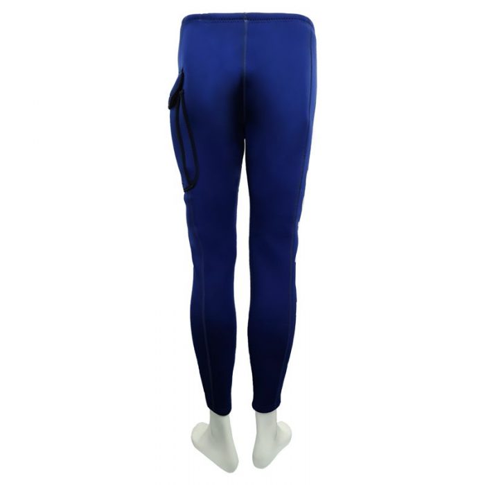 CONQUEST MEN 3MM DIVING WETSUIT BOTTOM IN BLUE WITH SIDE POCKET BACK VIEW