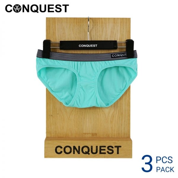 Panties For Women CONQUEST WOMEN COTTON SPANDEX MINI (3 pcs pack) Cyan Colour Front View