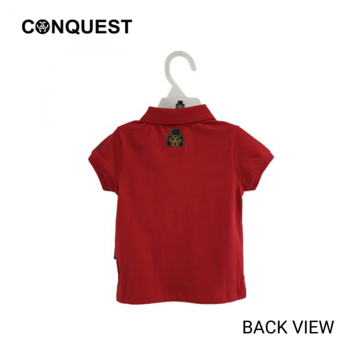 BABY POLO SHIRT IN RED CONQUEST Toddler Cotton Single Jersey Basic Polo Tee