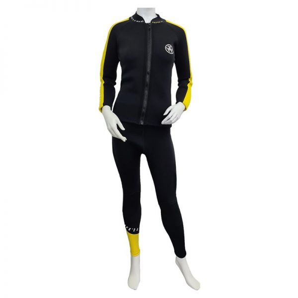 CONQUEST WOMEN 3MM LONG PANT SCUBA DIVING WETSUIT BOTTOM IN YELLOW FULL SUIT TOP & BOTTOM