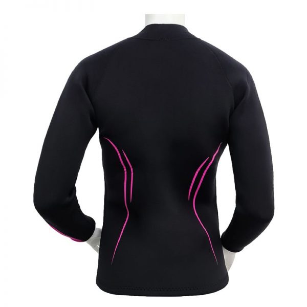 CONQUEST WOMEN 3MM LONG SLEEVE SCUBA DIVING WETSUIT TOP IN PINK BACK VIEW