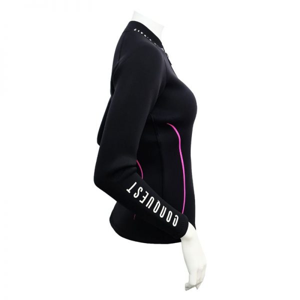 CONQUEST WOMEN 3MM LONG SLEEVE SCUBA DIVING WETSUIT TOP IN PINK SIDE VIEW