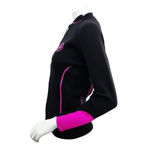 CONQUEST WOMEN 3MM LONG SLEEVE SCUBA DIVING WETSUIT TOP IN PINK SIDE VIEW