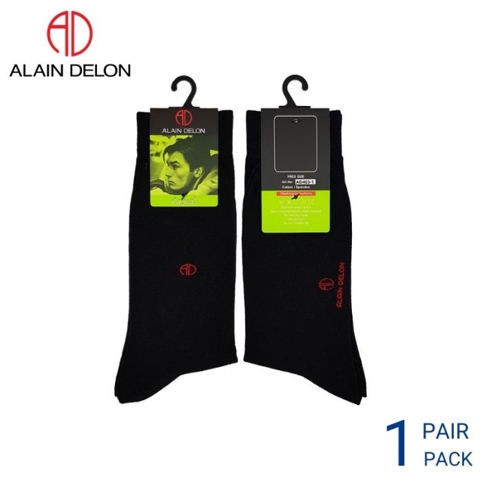 Alain Delon Socks ALAIN DELON CASUAL SOCKS (1 pair pack) Black Colour Front View