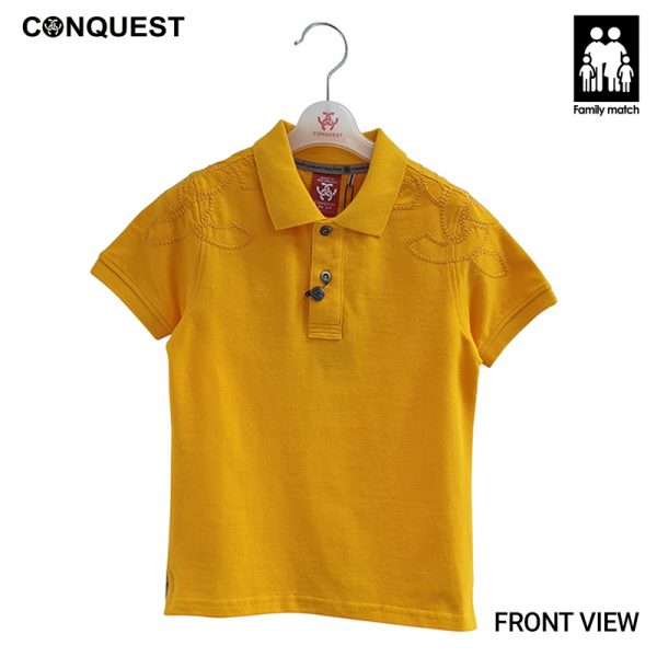 Kids Polo Shirts Malaysia CONQUEST KIDS POLO TEE Yellow Colour Front View