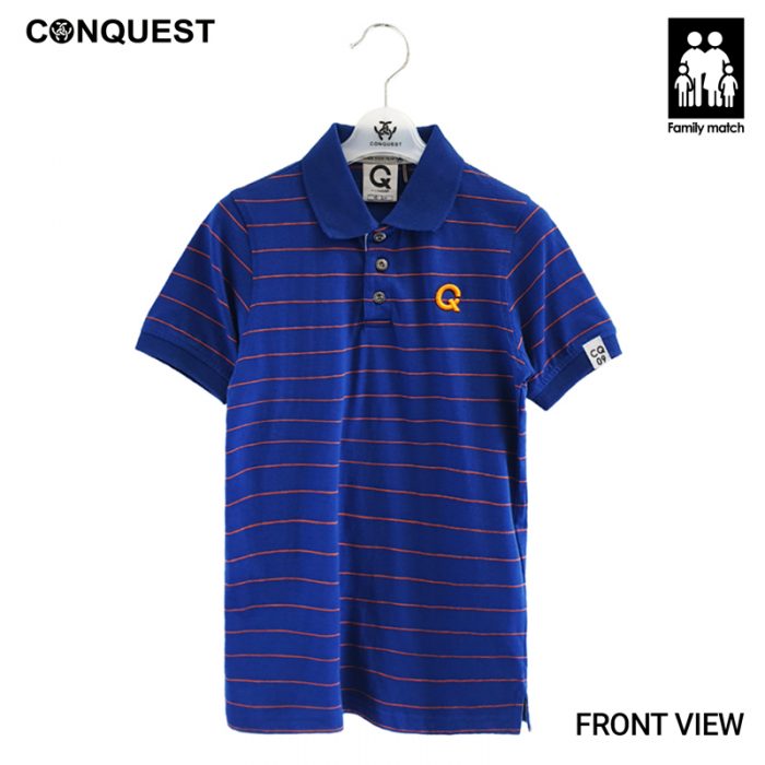 Kids Polo Shirts Malaysia CQ KIDS STRIPE POLO TEE Stripe Blue Colour Front View