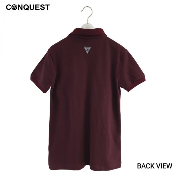 Kids Polo Shirts Malaysia CONQUEST KIDS MOCO PATCH POLO TEE Maroon Colour Back View
