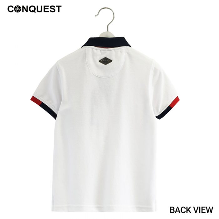 Kids Polo Shirts Malaysia CONQUEST KIDS RCT POLO TEE White Colour Back View