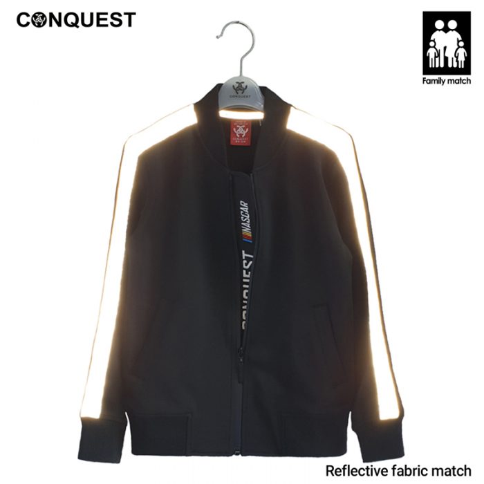Kids Long Sleeve Jacket CONQUEST Kids Nylon Nascar Racing Jacket in Reflective Fabric Match