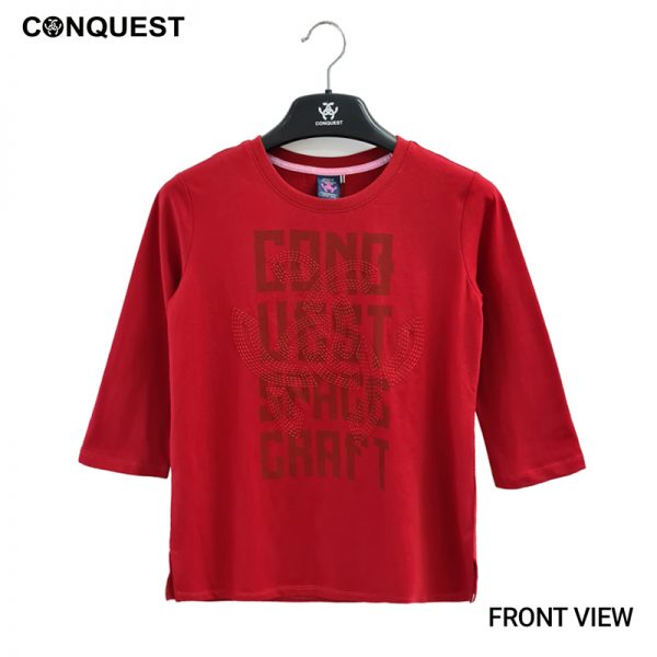 Ladies T-Shirt Long Sleeve CONQUEST WOMEN CONQUEST SC TEE In Red Front View