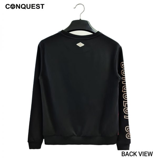 Ladies T-Shirt Long Sleeve CONQUEST WOMEN GALAXY SWEATER In Black Back View