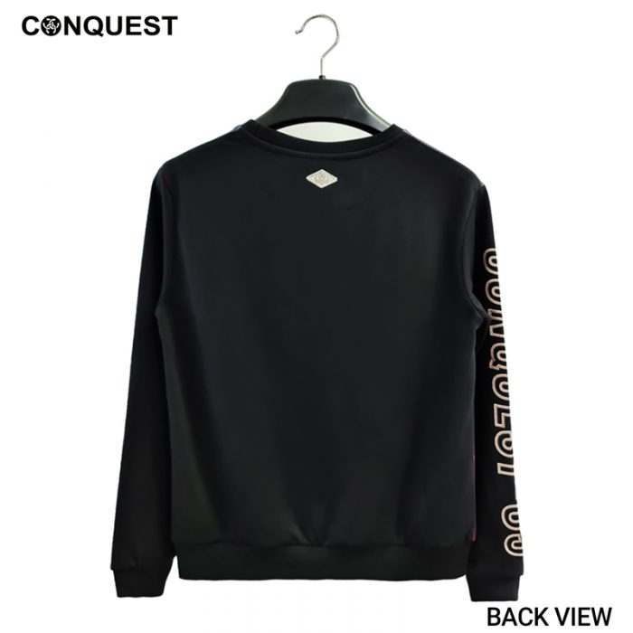 Ladies T-Shirt Long Sleeve CONQUEST WOMEN GALAXY SWEATER In Black Back View