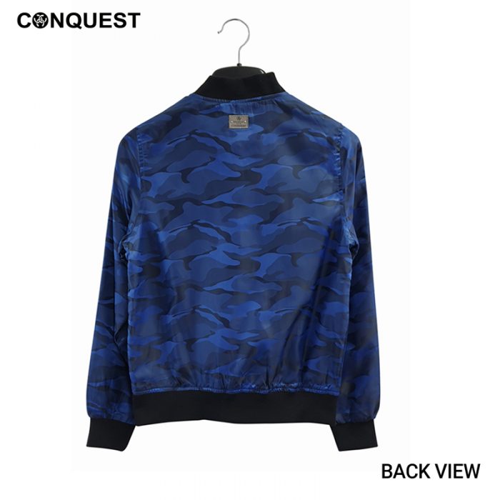Ladies T-Shirt Long Sleeve CONQUEST WOMEN CAMOUFLAGE JACKET In Camo Blue Back View