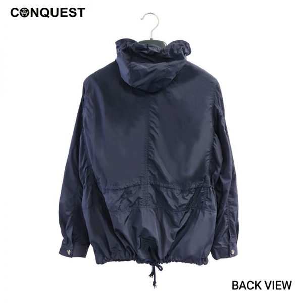 Ladies T-Shirt Long Sleeve CONQUEST WOMEN HOODIE JACKET In Navy Back View