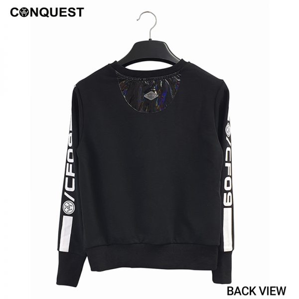 Ladies T-Shirt Long Sleeve CONQUEST WOMEN CF09 SWEATER In Black Back View