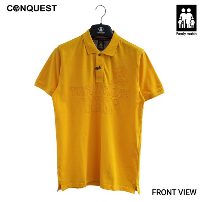 CONQUEST MEN COTTON AIR FORCE POLO Shirts for men in Yellow Front View