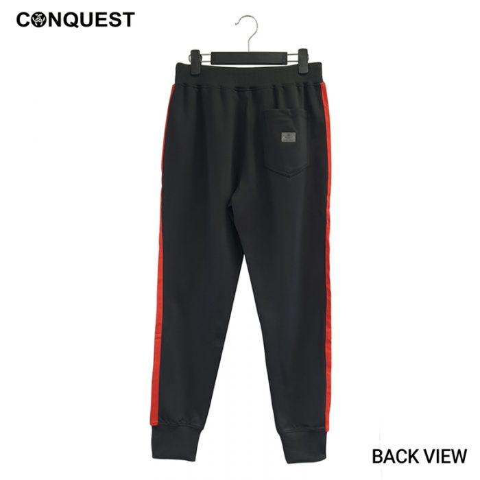 CONQUEST Men Microfiber Long Jogger Pants Gen 4.0 for Men in Black Back View