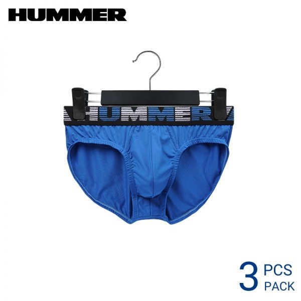 Hummer Underwear HUMMER MEN UNDERWEAR MINI EXTRA SIZE (3 pcs pack) BLUE 38MM ELASTIC WAISTBAND MICROFIBRE SPANDEX
