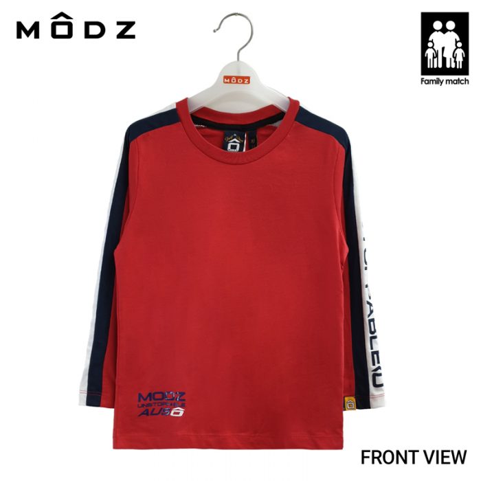 Kids Long Sleeve T Shirt MODZ KIDS USPB AUS TEE in Red Colour Front View