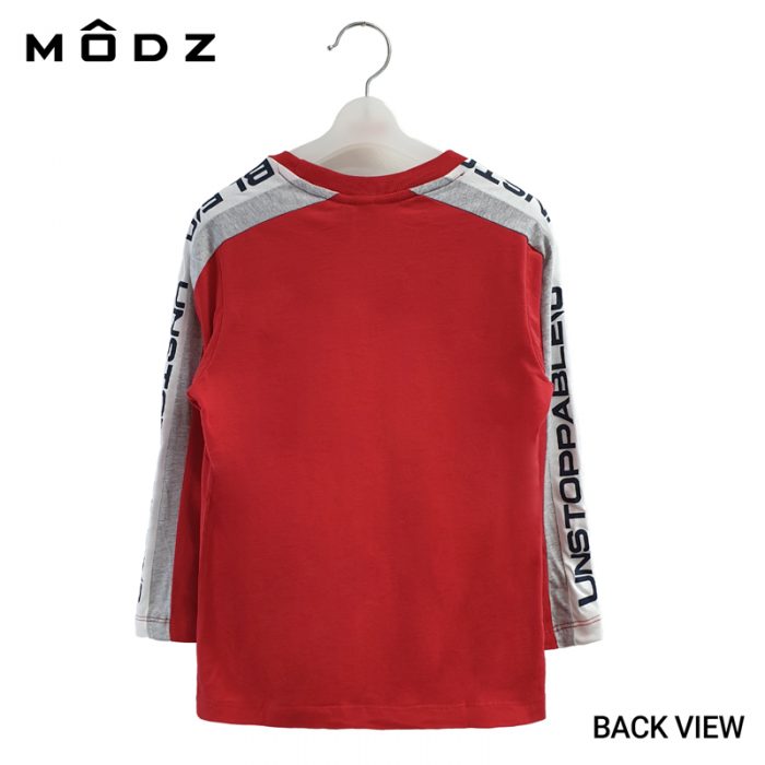 Kids Long Sleeve T Shirt MODZ KIDS USPB AUS TEE in Red Colour Back View