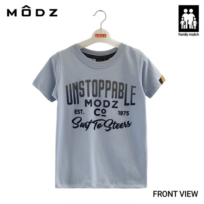 Online Kids Outfits And Clothes Malaysia MODZ KIDS CO GRAPHIC TEE Grey Blue Colour Front View