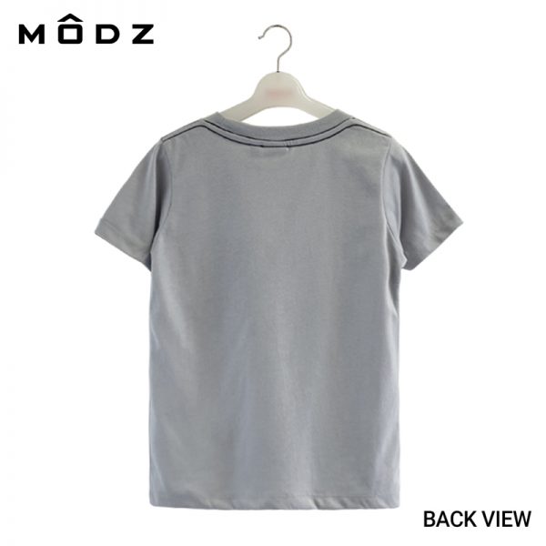 Online Kids Outfits And Clothes Malaysia MODZ Kids Cotton Tropical Round Neck Tee Light Grey Colour Back View