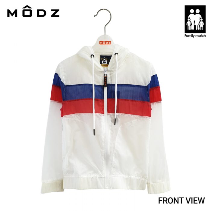 Kids Long Sleeve Jacket MODZ KIDS SPORT JACKET MADE OF NYLON in White Front View