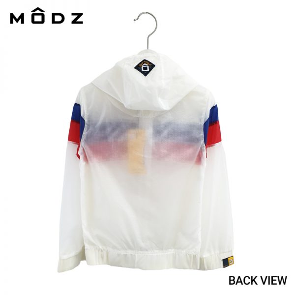 Kids Long Sleeve T Shirts MODZ KIDS SPORT JACKET MADE OF NYLON in White Colour Back View