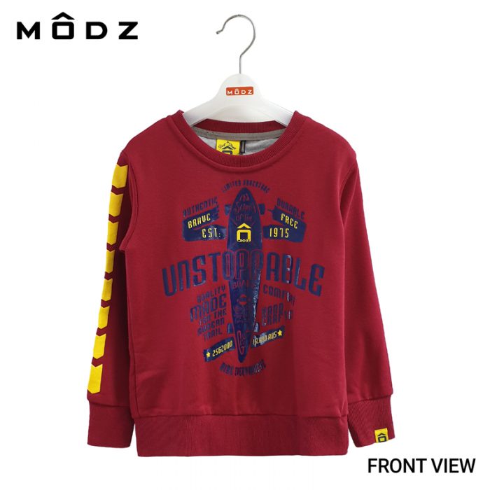 Kids Long Sleeve T Shirts MODZ KIDS BRAVE FREE SWEATER in Red Front View