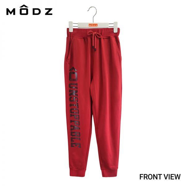 MODZ MENS UNSTOPPABLE LONG JOGGER PANTS for Men in Maroon Front View