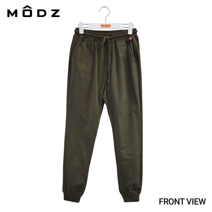 MODZ MENS BASIC LONG JOGGER PANTS for Men in Olive Front View