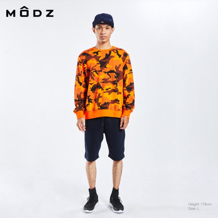 Sweater Malaysia MODZ Men French Terry Camouflage Sweater Camo Orange Front View