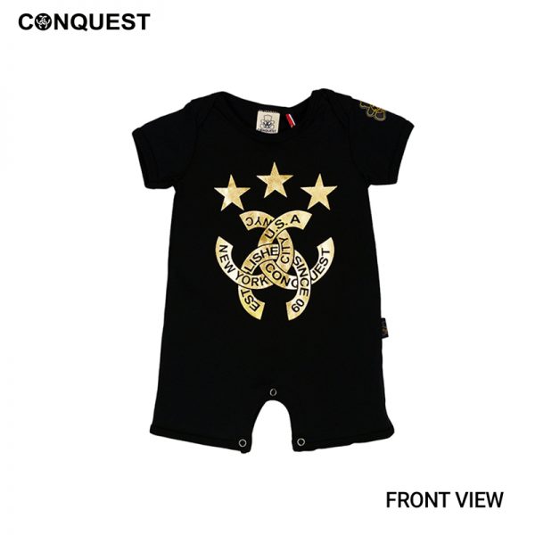 Baby Boy Rompers Malaysia CONQUEST BABY 3 STAR ROMPER In Black Front View