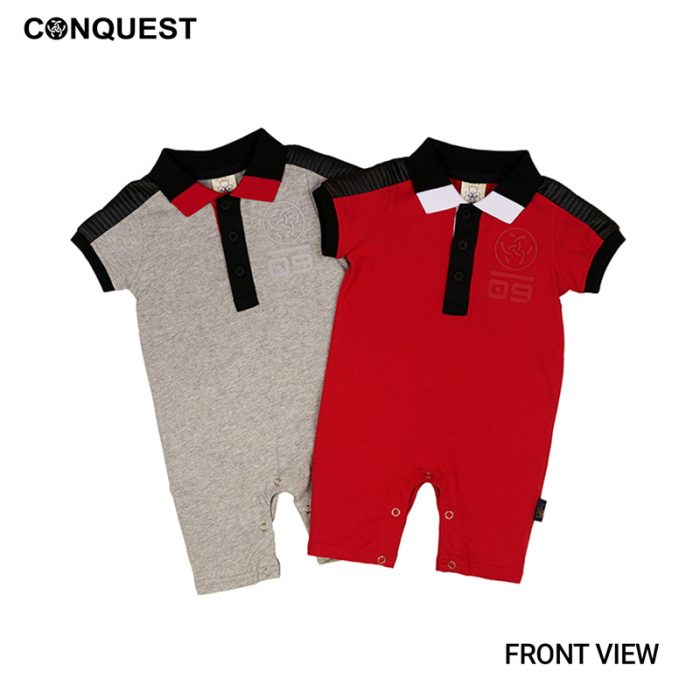 Baby Boy Rompers Malaysia CONQUEST BABY 09 ROMPER In Grey And Red Front View