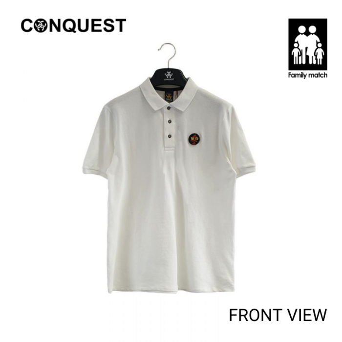 CONQUEST MEN MOCO PATCH POLO Shirts for men in White Front View