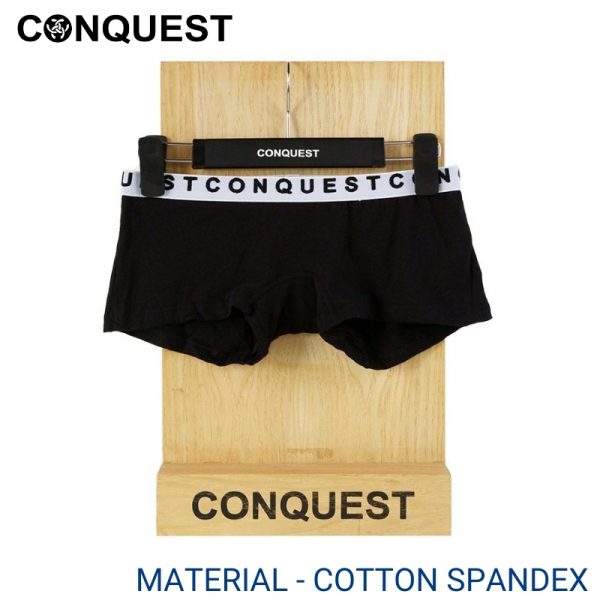 Undergarments For Women CONQUEST WOMEN COTTON SPANDEX SHORTY (2 pcs pack) Black Colour Front View