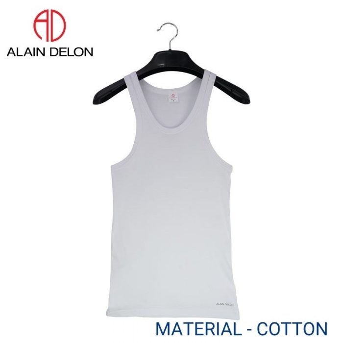 Men Inner T-Shirt ALAIN DELON MEN SINGLET (2 pcs pack) White Colour Front View