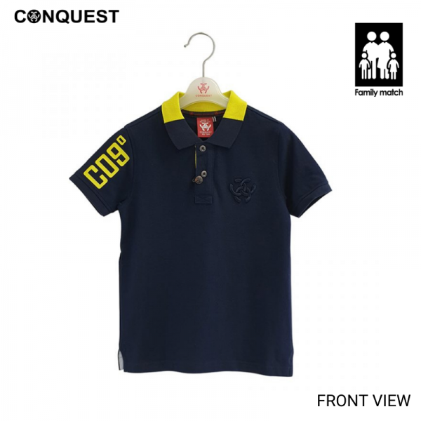Kids Polo Shirts Malaysia CONQUEST KIDS C09 POLO TEE Melange Colour Front View