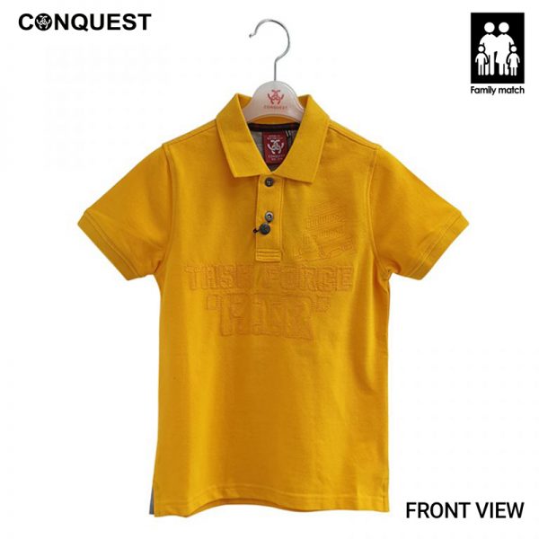 Kids Polo Shirts Malaysia CONQUEST KIDS AIR FORCE POLO TEE Yellow Colour Front View