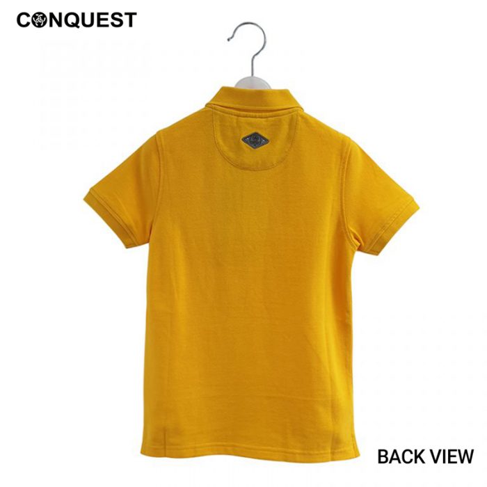 Kids Polo Shirts Malaysia CONQUEST KIDS AIR FORCE POLO TEE Yellow Colour Back View
