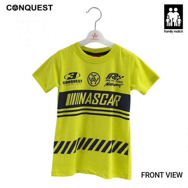 Nascar T-Shirt CONQUEST KIDS NASCAR RT TEE NEON GREEN FRONT VIEW