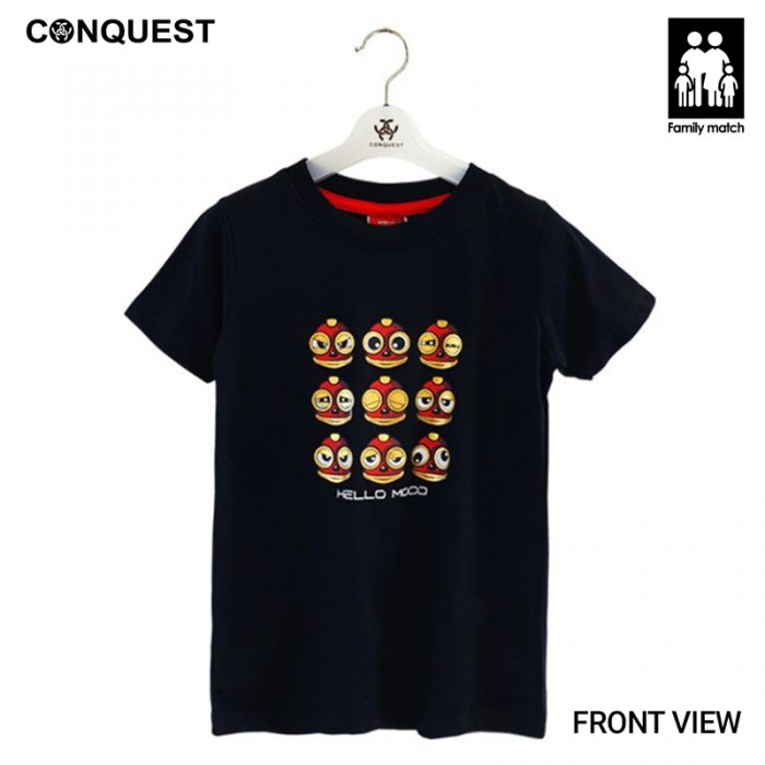 Online Kids Outfits And Clothes Malaysia CONQUEST KIDS MOCO EMOJI TEE Black Colour Front View