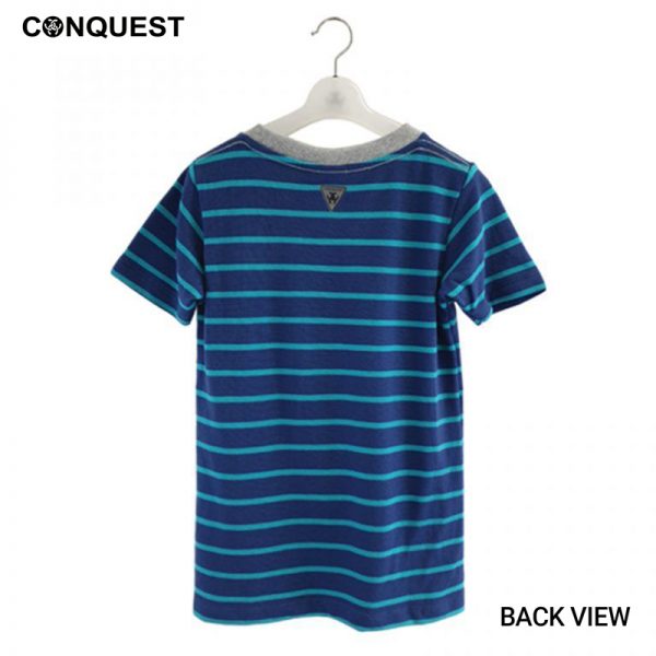 Online Kids Outfits And Clothes Malaysia CONQUEST KIDS MOCO PATCH STRIPE TE Blue Colour Back View