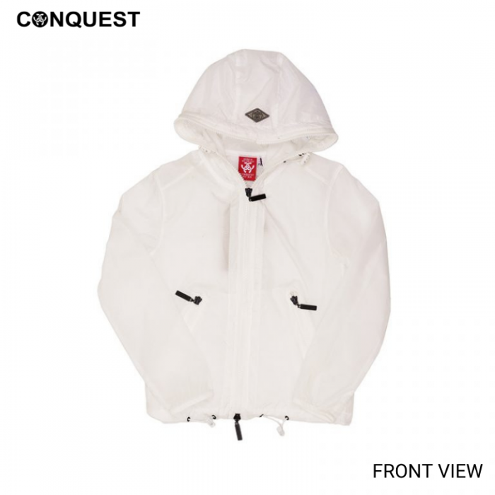 Kids Long Sleeve Jacket CONQUEST KIDS SEMI TRANSPARENT JACKET White Colour Front View