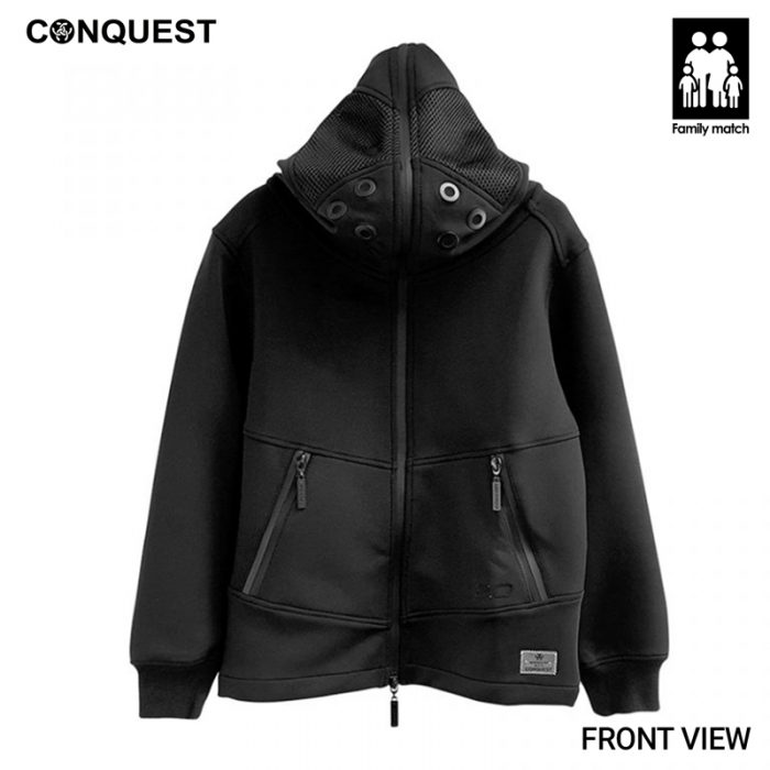 Kids Long Sleeve Jacket CONQUEST KIDS MASK JACKET 2.0 Black Colour Front View